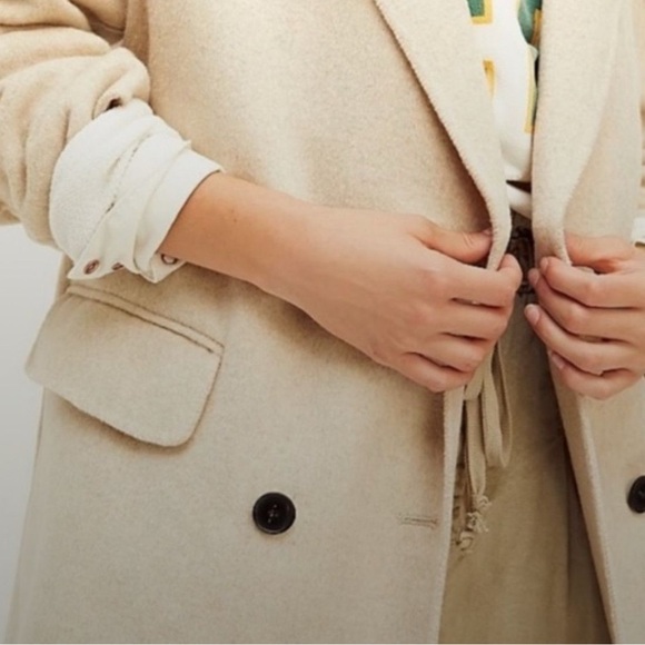 NWT Free People Adore You Wool Maxi Coat Sand XS $228 - Picture 3 of 4